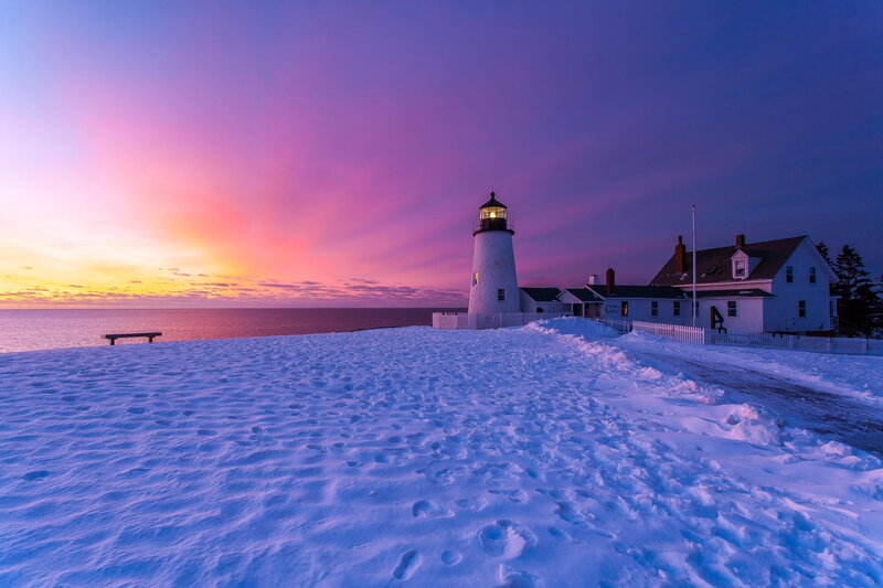 Lighthouse in Snow — Purple