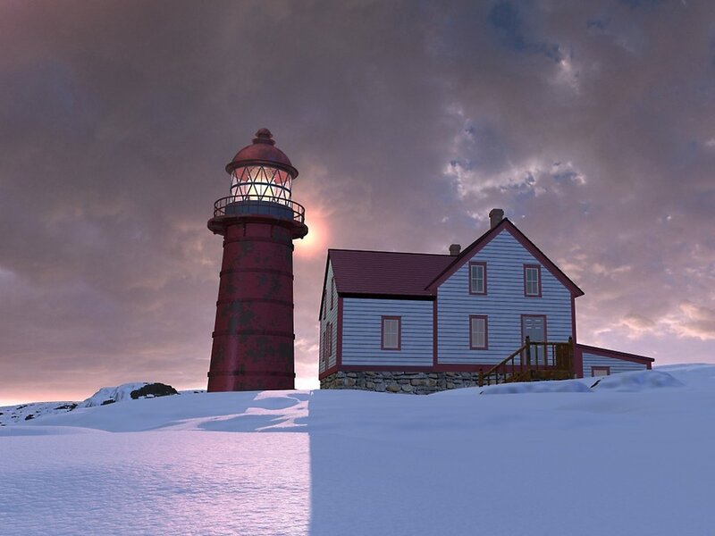 Lighthouse in Snow