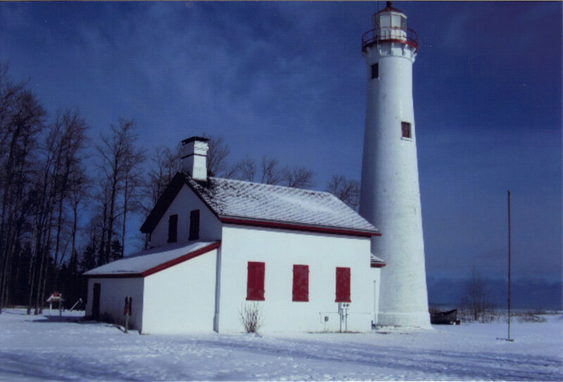 Lighthouse in Snow — White, Serene