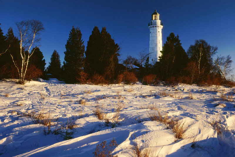 Lighthouse in Snow — White
