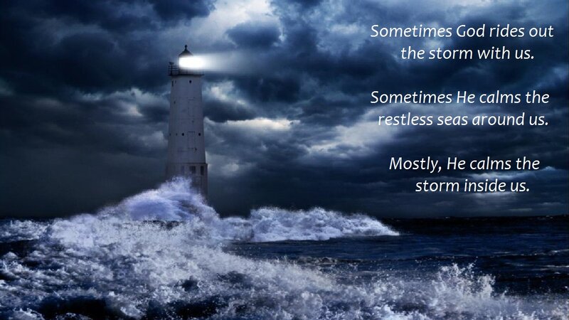 Lighthouse in Storm — Blue, Dramatic, Night, Photograph, Ocean, Waves