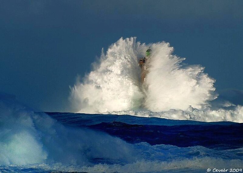 Lighthouse in Storm — Blue