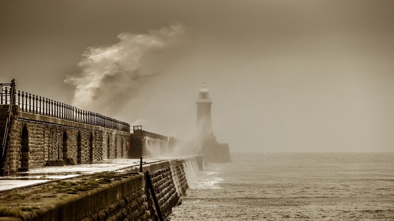 Lighthouse in Storm — Brown