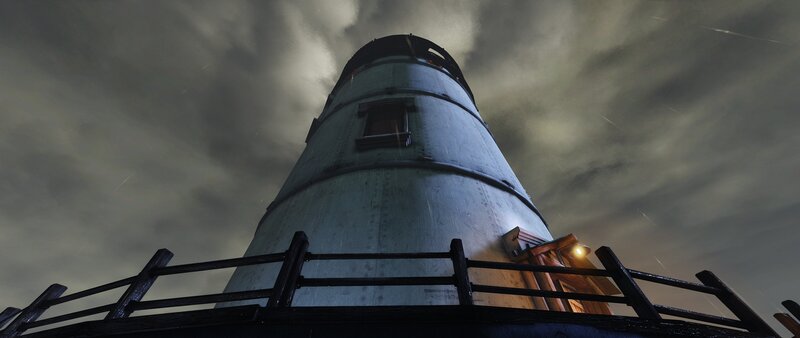 Lighthouse in Storm — Gray, Dramatic, Night, 3d Render