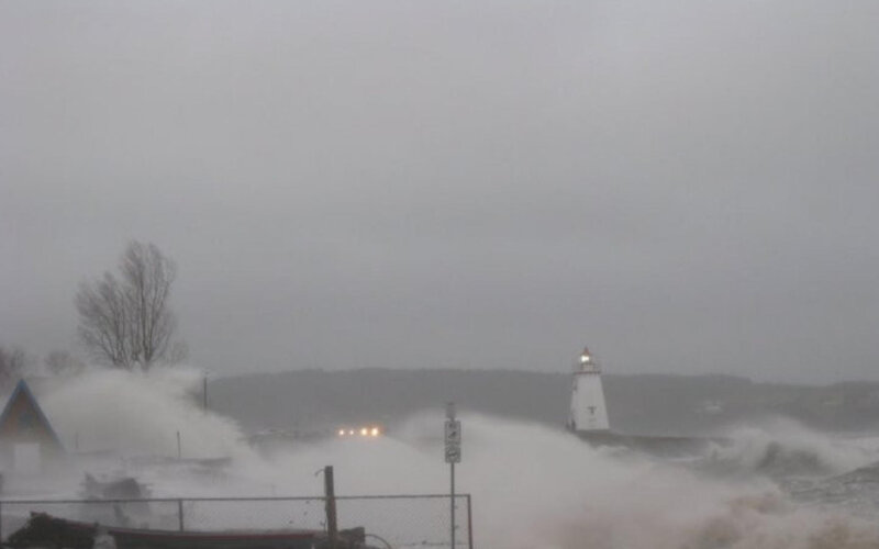 Lighthouse in Storm — Gray, Stormy