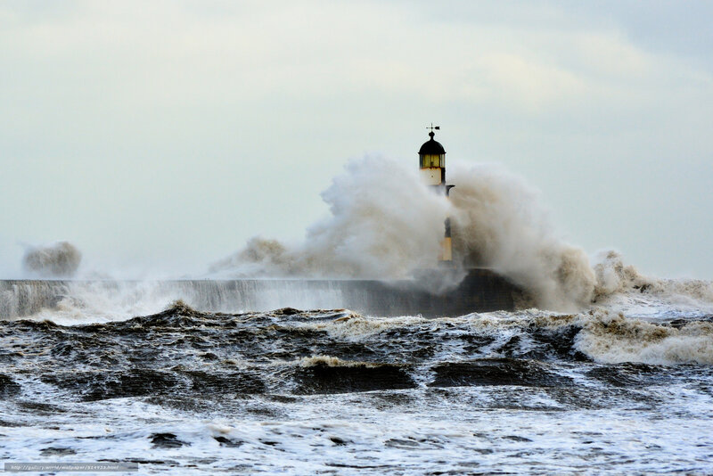 Lighthouse in stormy sea