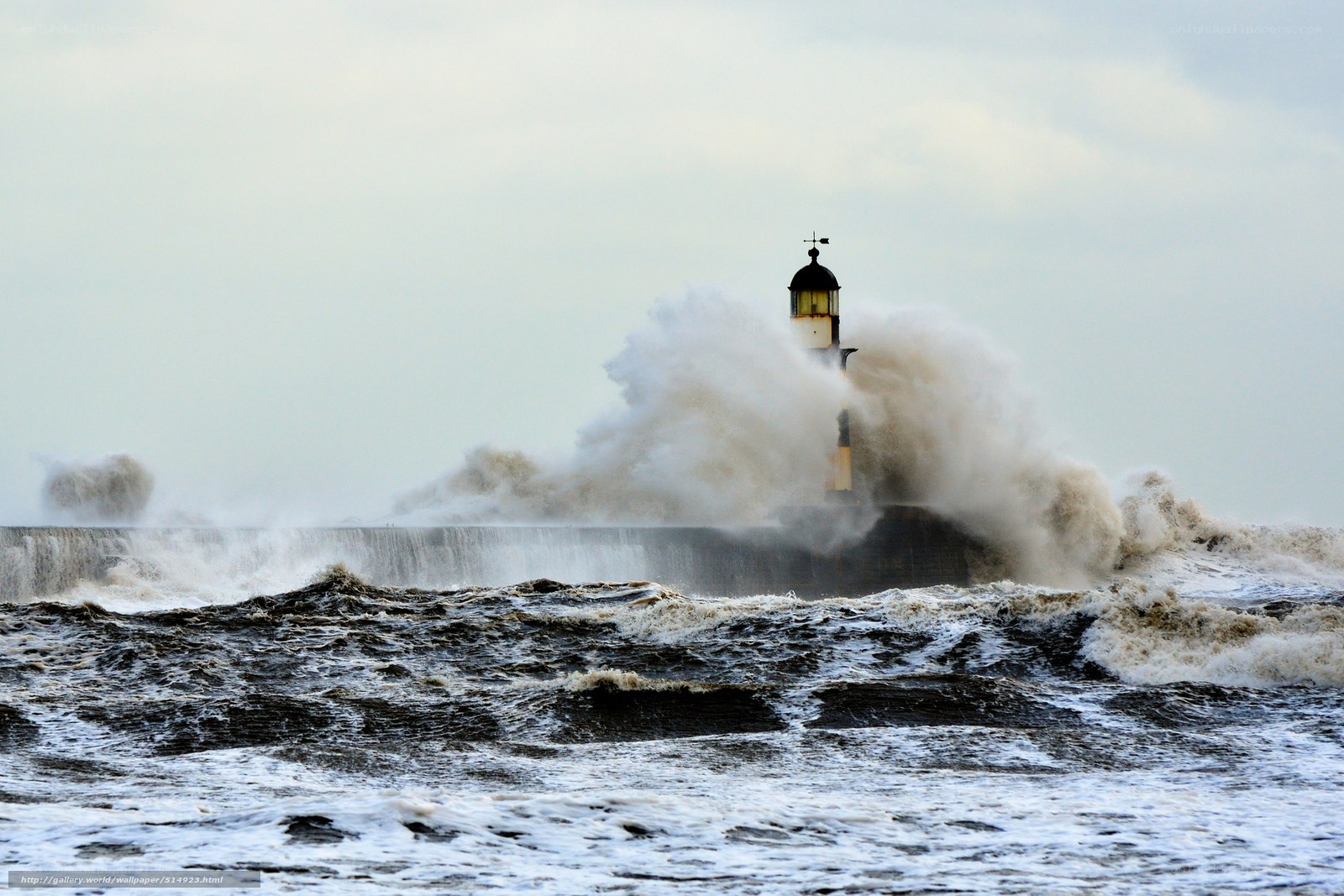 Lighthouse in stormy sea