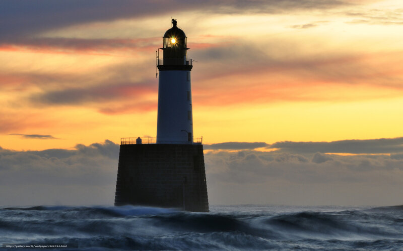 Lighthouse in Stormy Sea — Orange