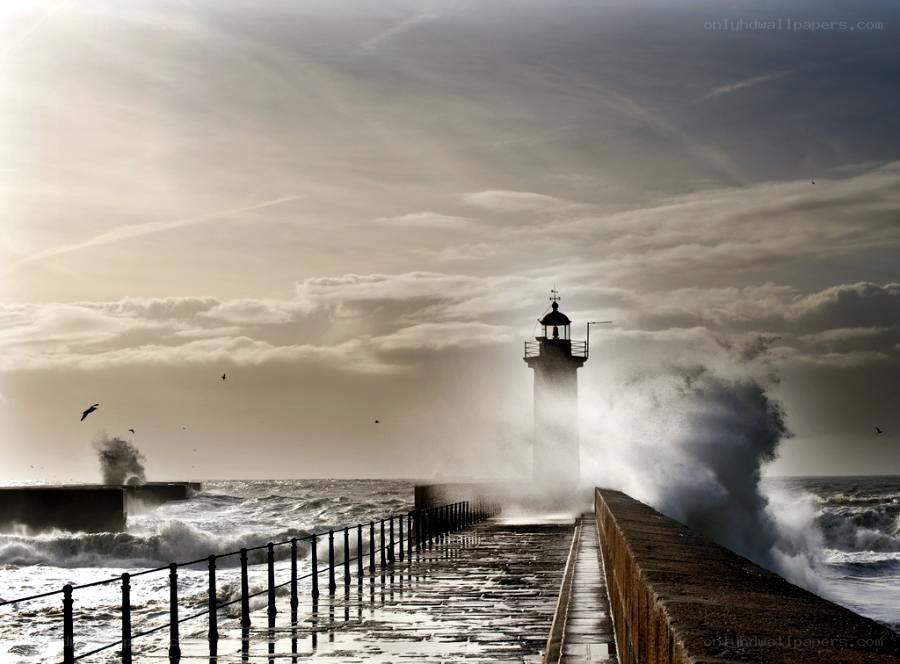Lighthouse in stormy weather