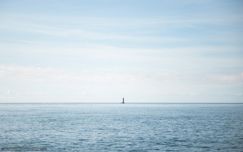 Lighthouse in the Sea — Blue, Serene, Afternoon