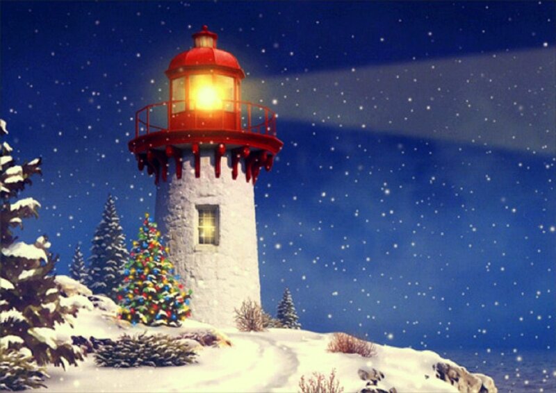 Lighthouse in Winter — Blue, Peaceful
