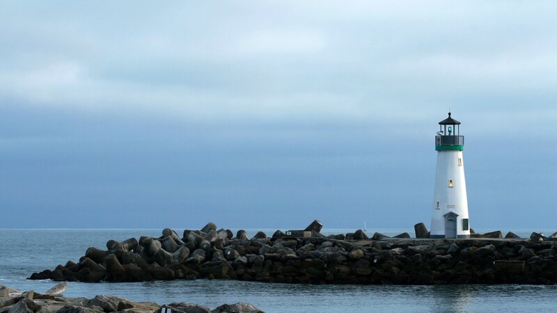 Lighthouse on a Breakwater — Blue