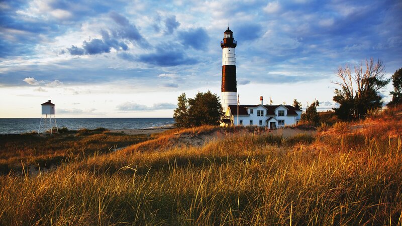 Lighthouse on a coastal dune