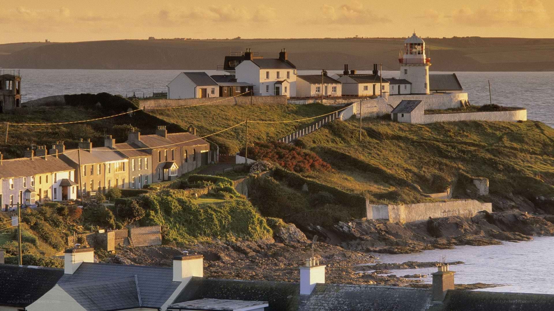 Lighthouse on a coastal hill