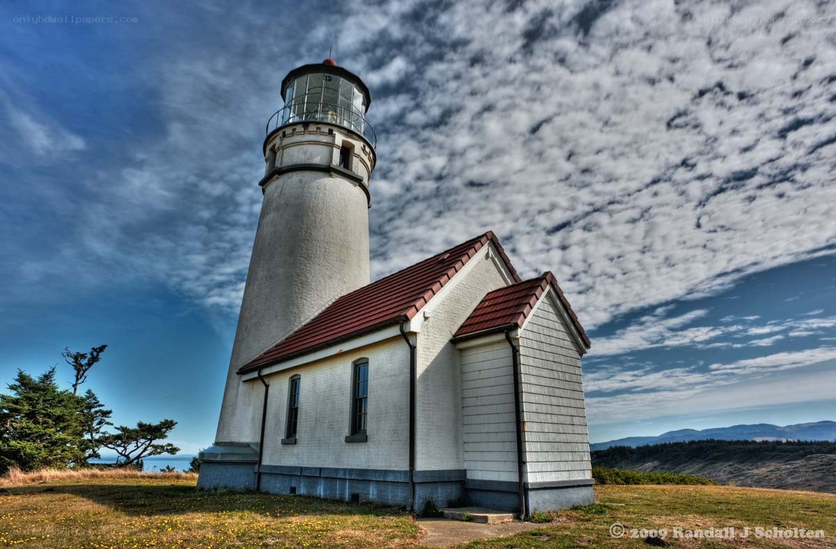 Lighthouse on a coastal hill
