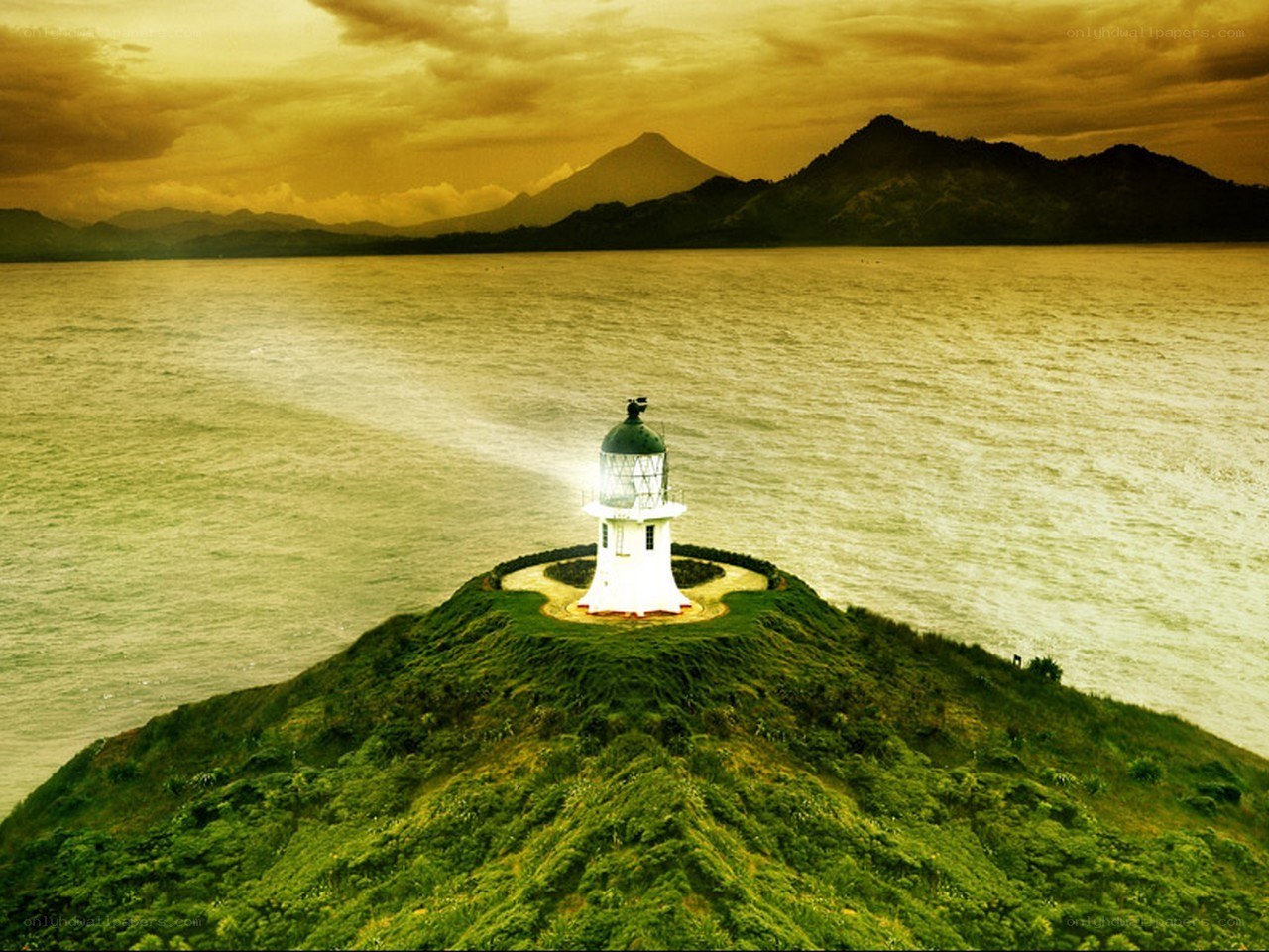 Lighthouse on a coastal hill