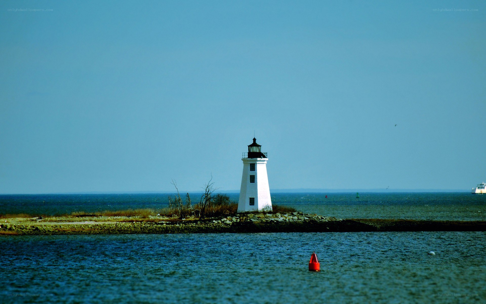 Lighthouse on a coastal island