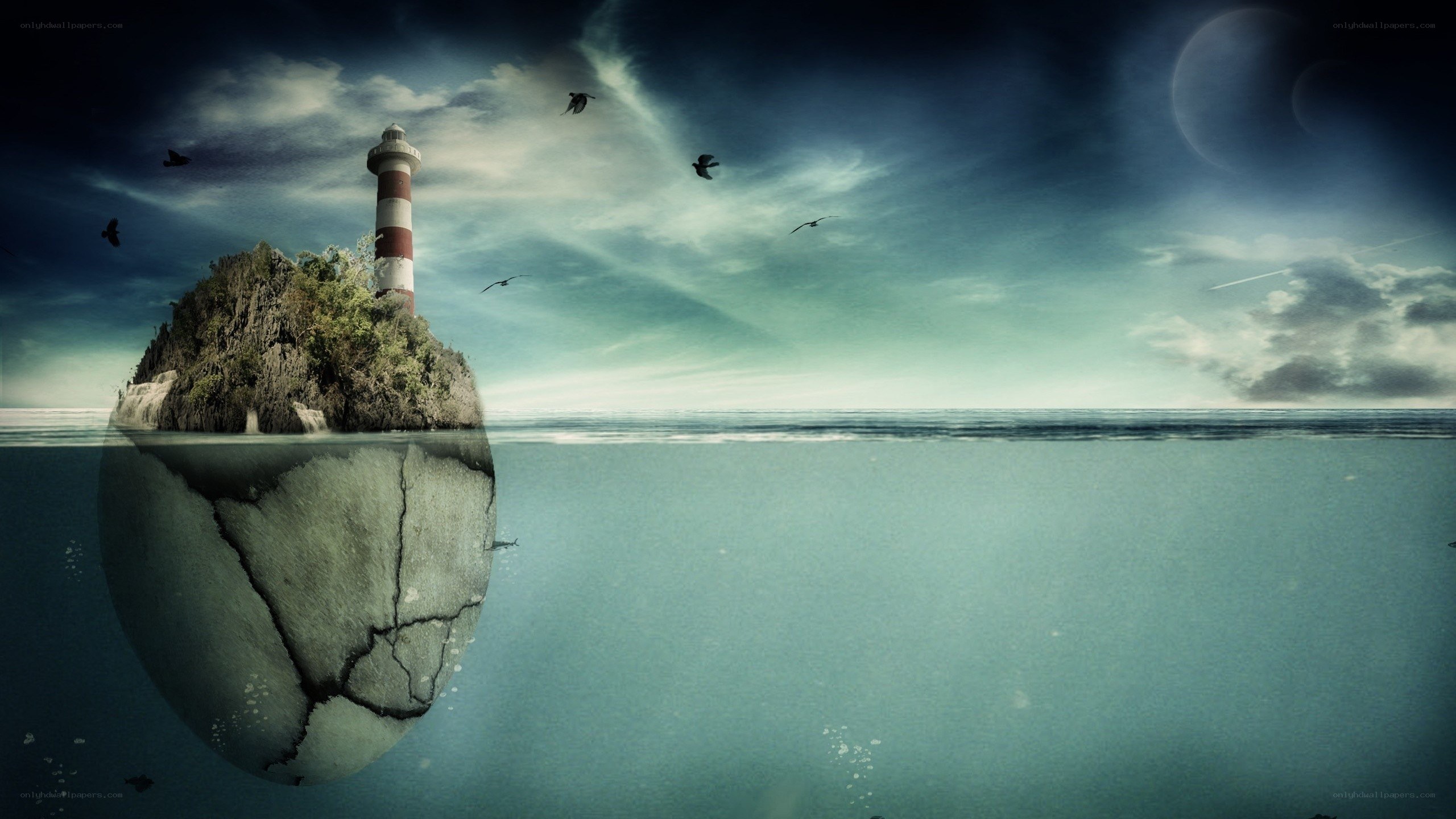 lighthouse on a cracked island