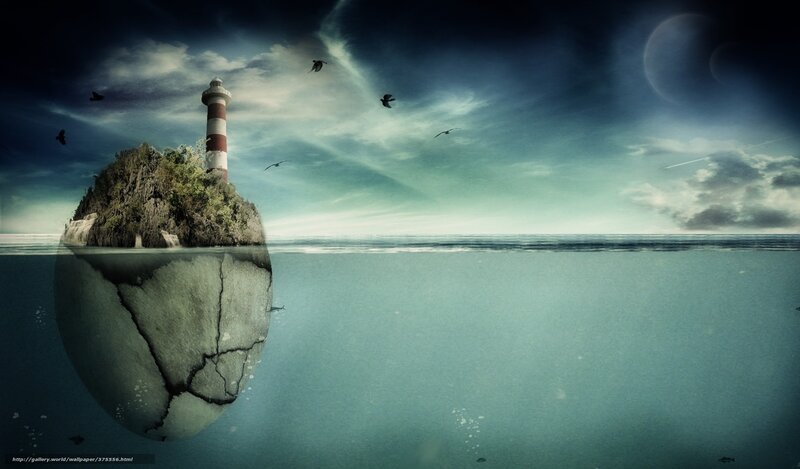 lighthouse on a cracked island
