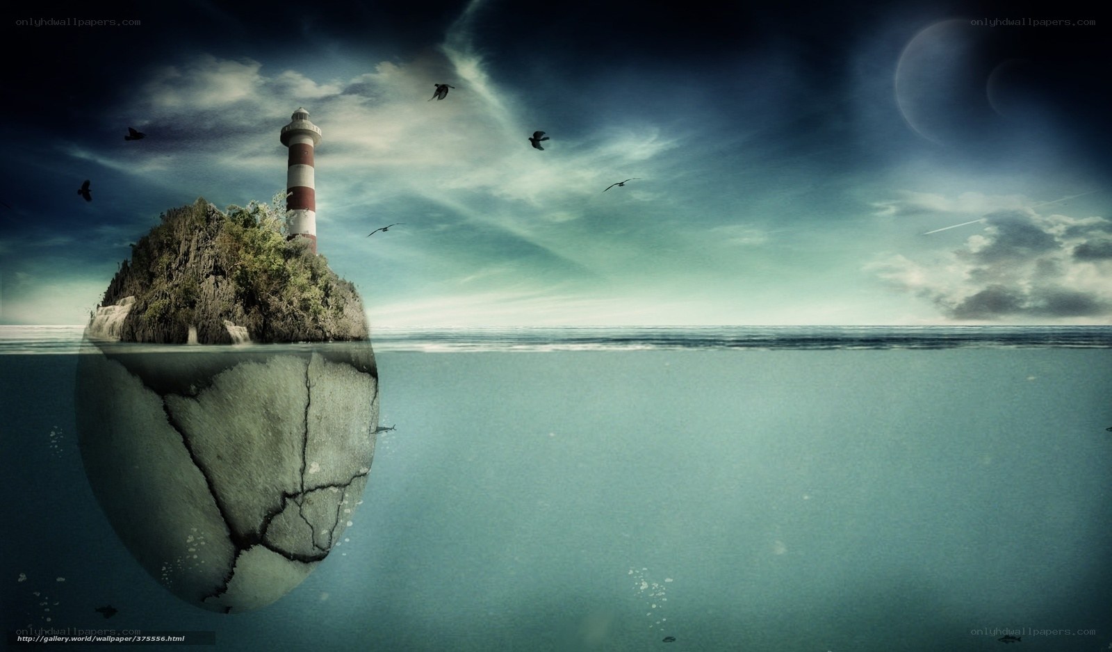 lighthouse on a cracked island
