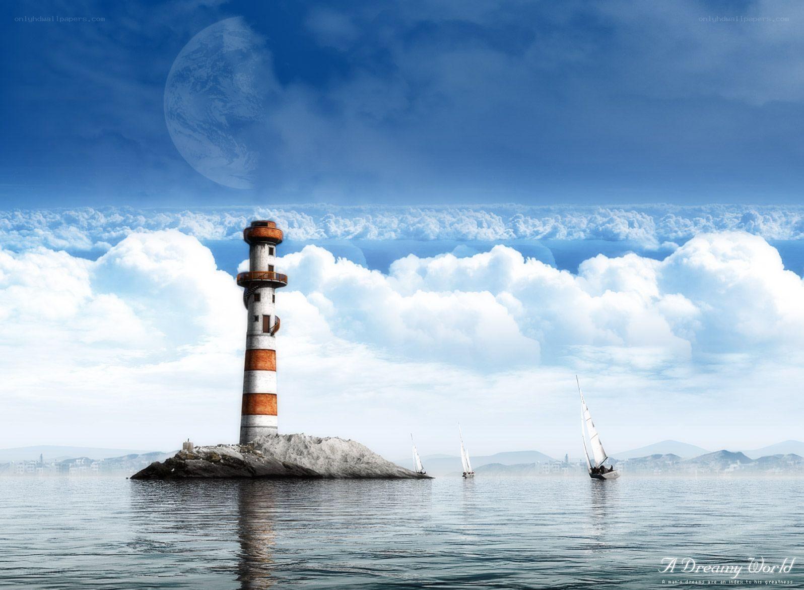 Lighthouse on a dreamy island