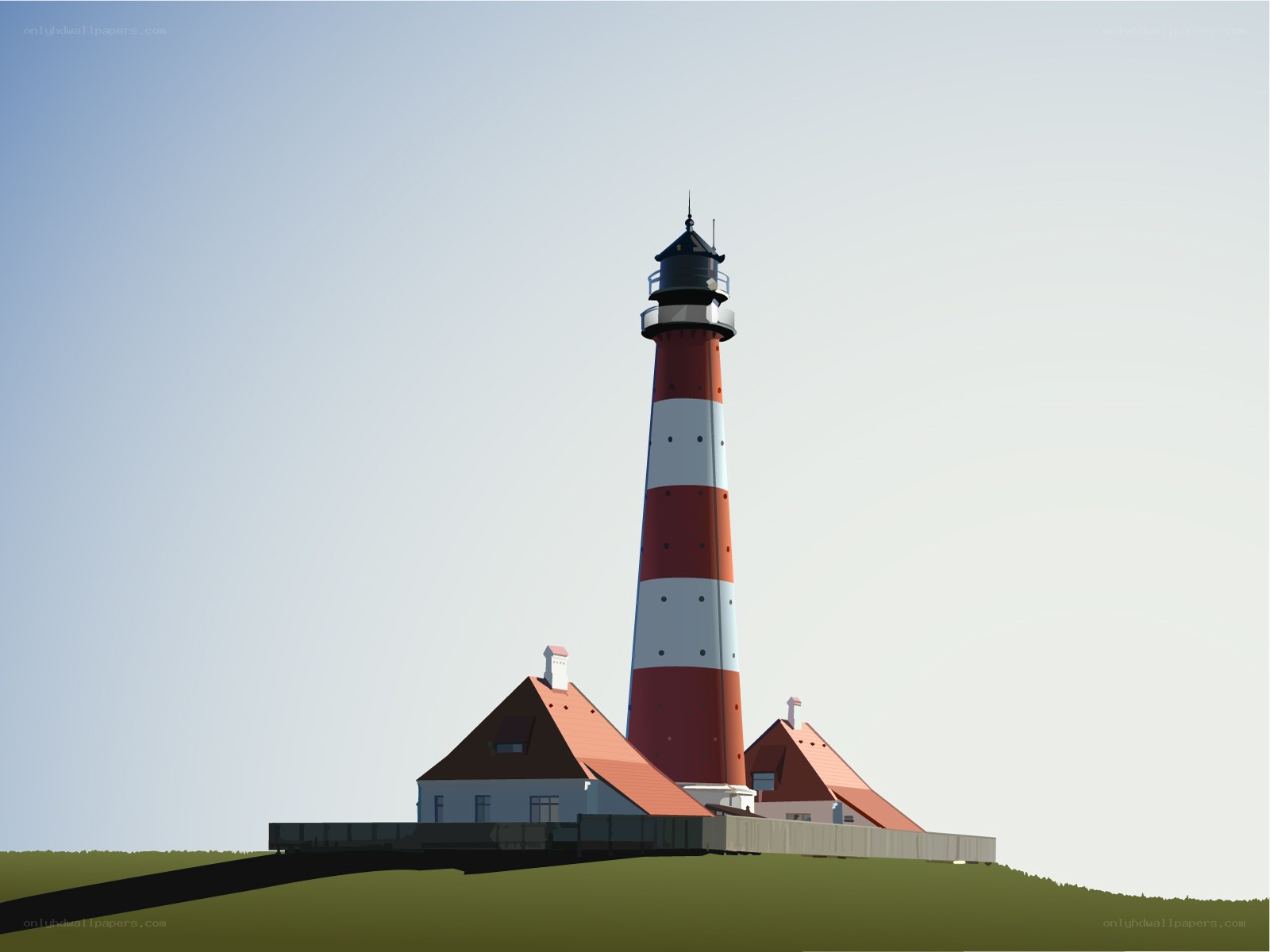 lighthouse on a grassy hill