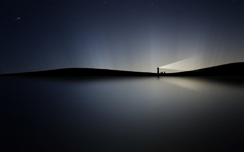 Lighthouse on a Hill — Black