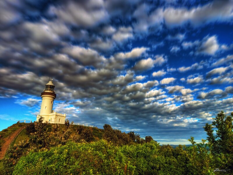 Lighthouse on a Hill — Blue, Dramatic, Afternoon