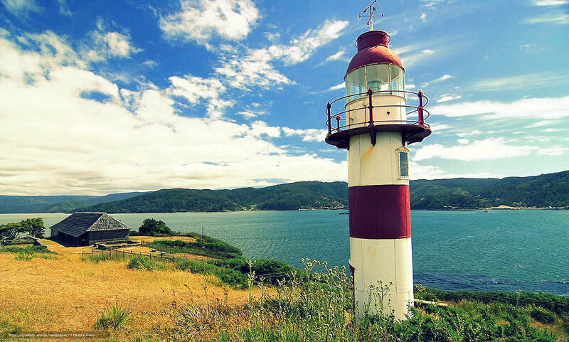 Lighthouse on a Hill — Blue, Serene, Afternoon, Photograph