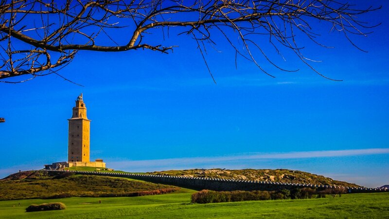 Lighthouse on a Hill — Blue, Serene, Afternoon