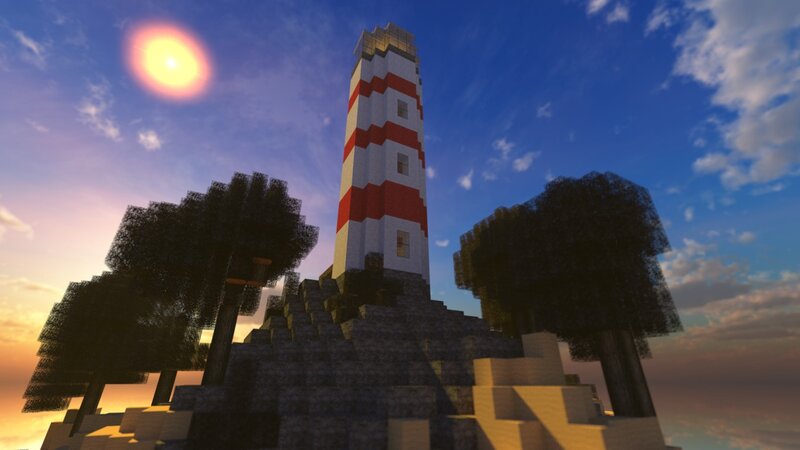 Lighthouse on a Hill — Blue, Serene, Sunset, 3d Render