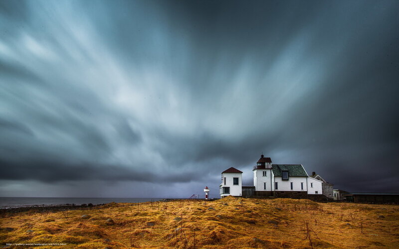 Lighthouse on a Hill — Gray, Dramatic
