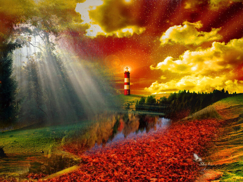 Lighthouse on a Hill — Red