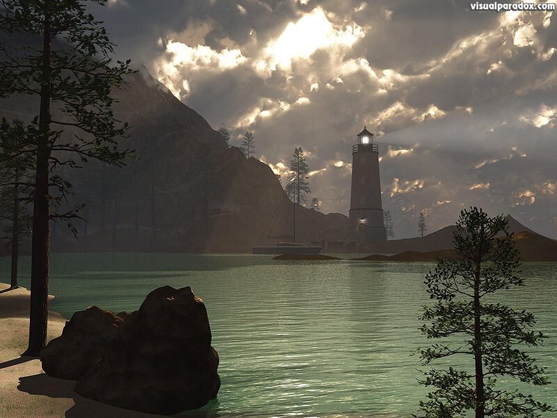 Lighthouse on a Lake — Green