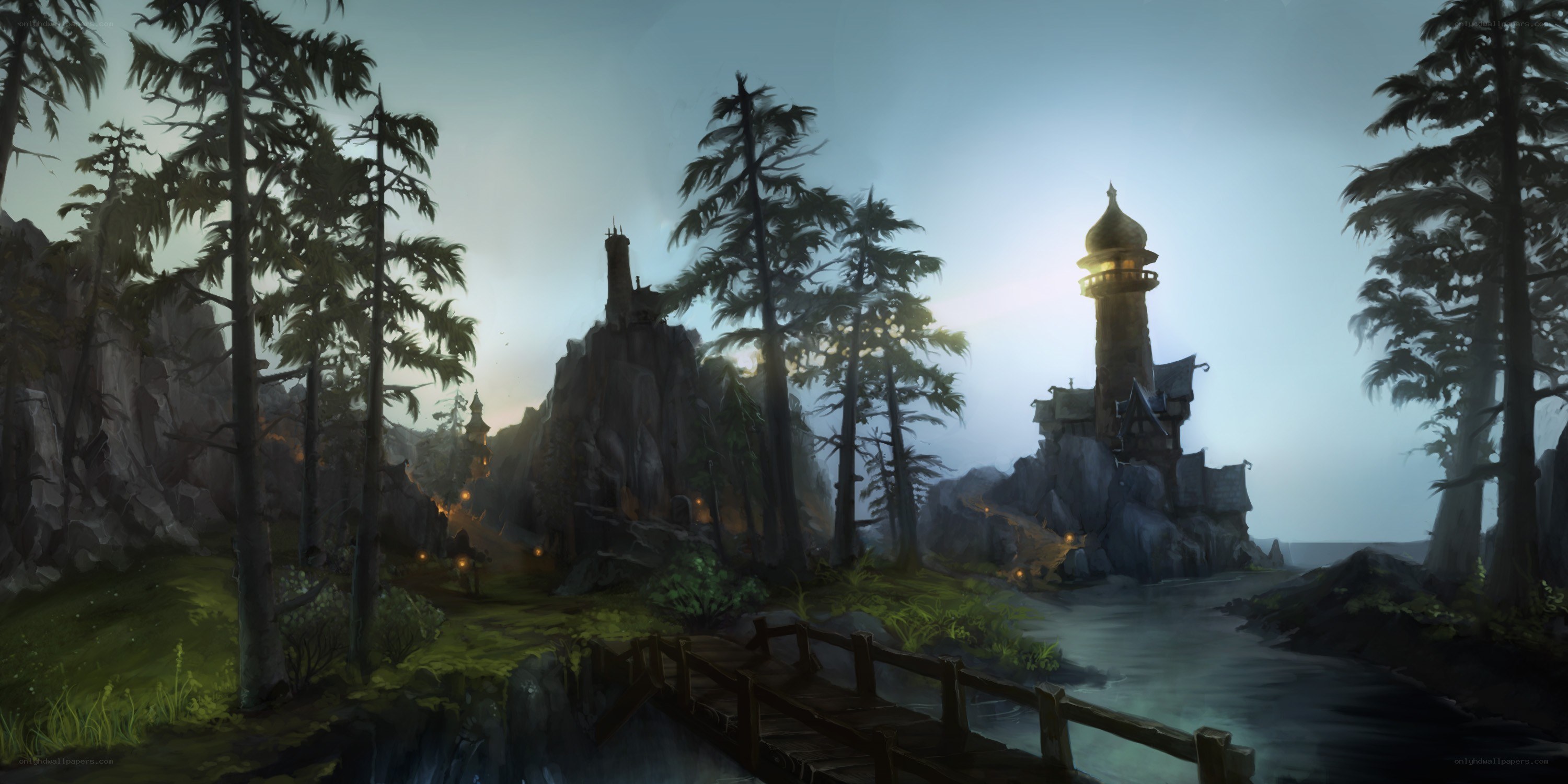 lighthouse on a misty island