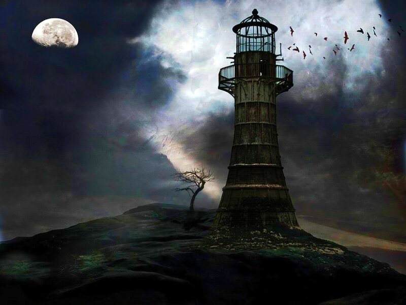 lighthouse on a moonlit night