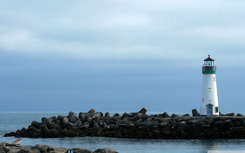 Lighthouse on a Pier — Blue, Calm