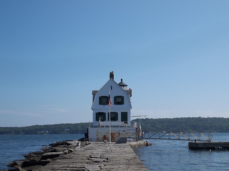 Lighthouse on a Pier — Blue, Serene, Afternoon