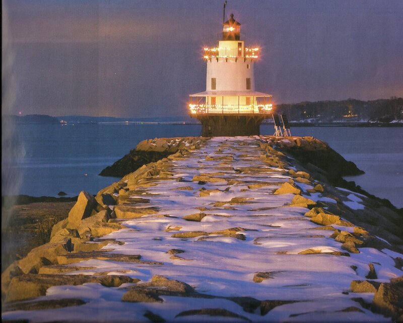 Lighthouse on a Pier — White, Serene, Night