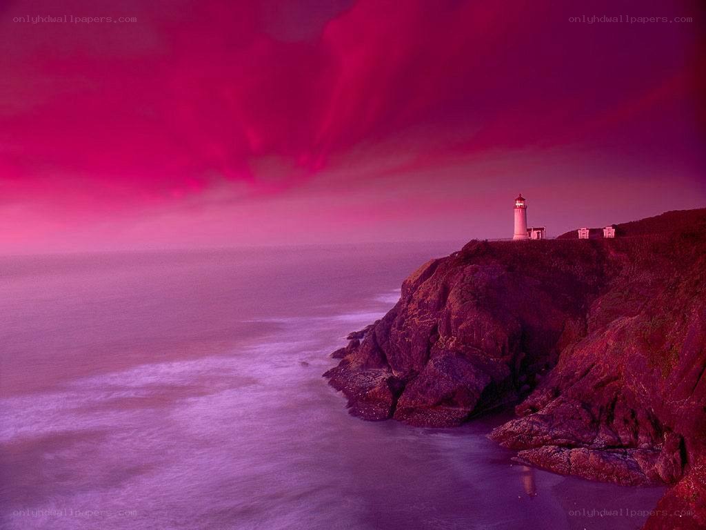 Lighthouse on a purple cliff