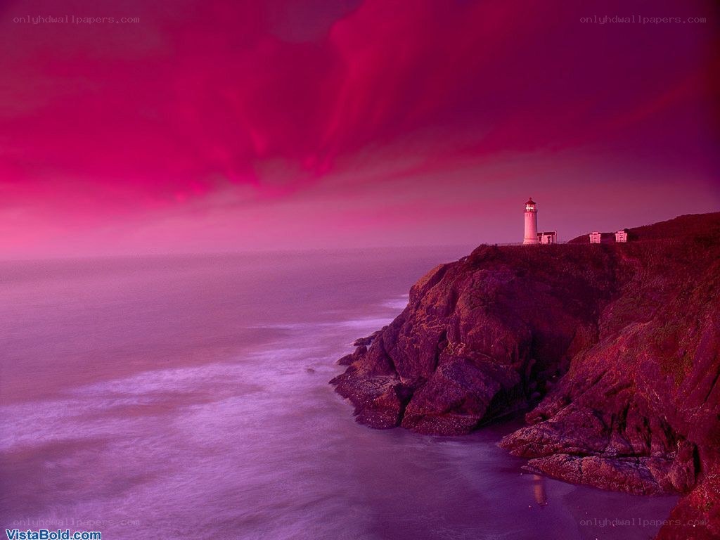 Lighthouse on a purple cliff