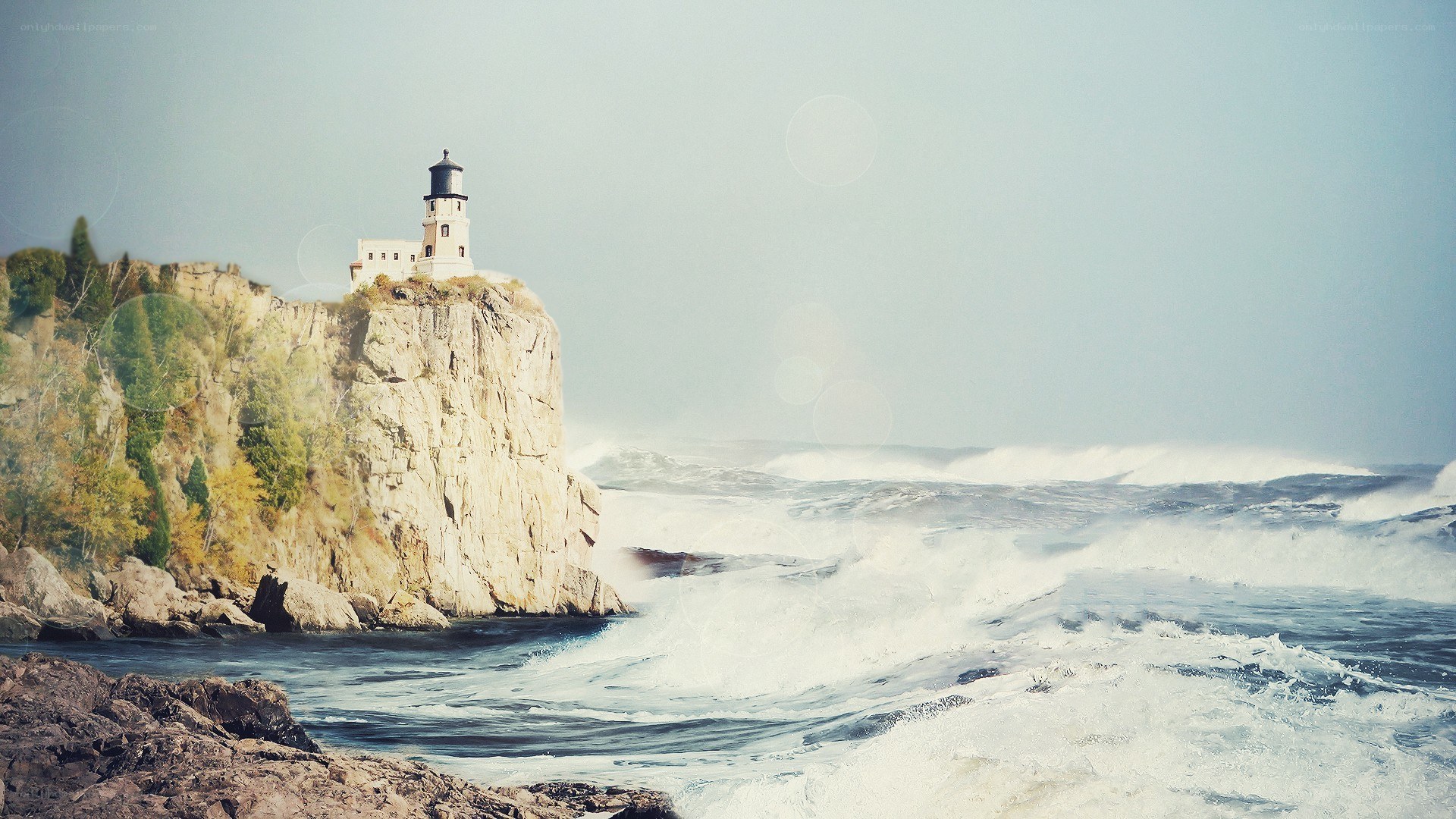 Lighthouse on a rocky cliff