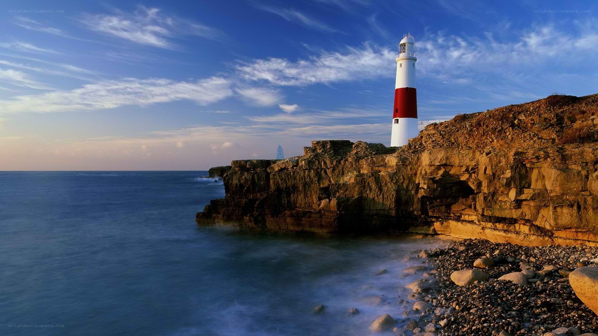 Lighthouse on a rocky cliff