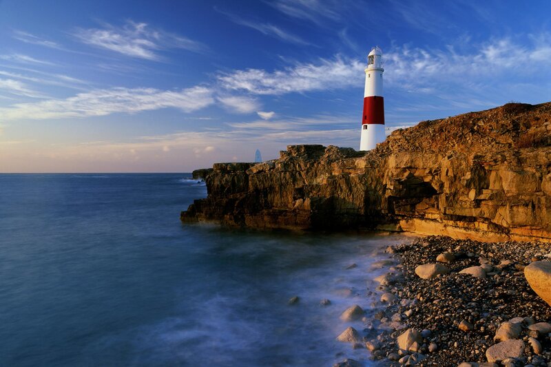Lighthouse on a rocky cliff