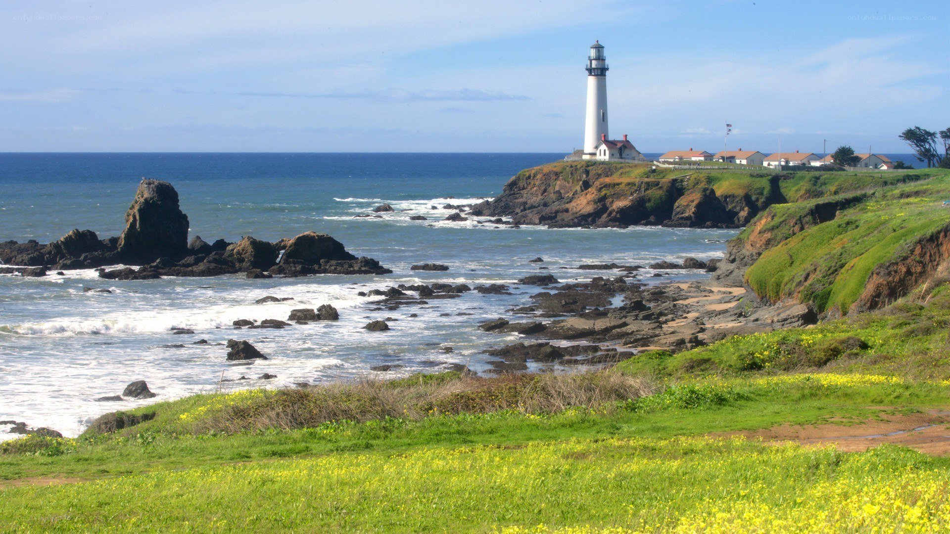 Lighthouse on a rocky coast