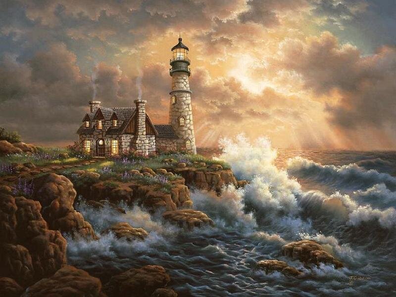 Lighthouse on a rocky coast