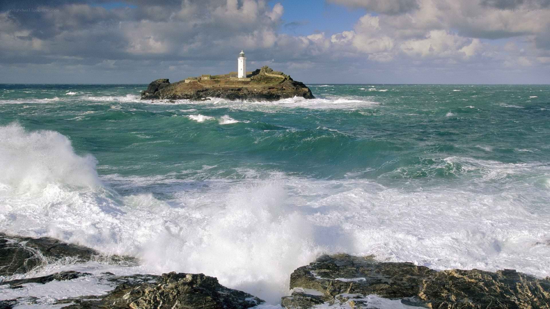 Lighthouse on a rocky island