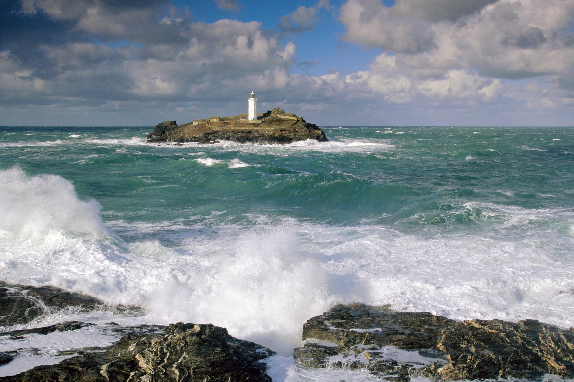 Lighthouse on a rocky island