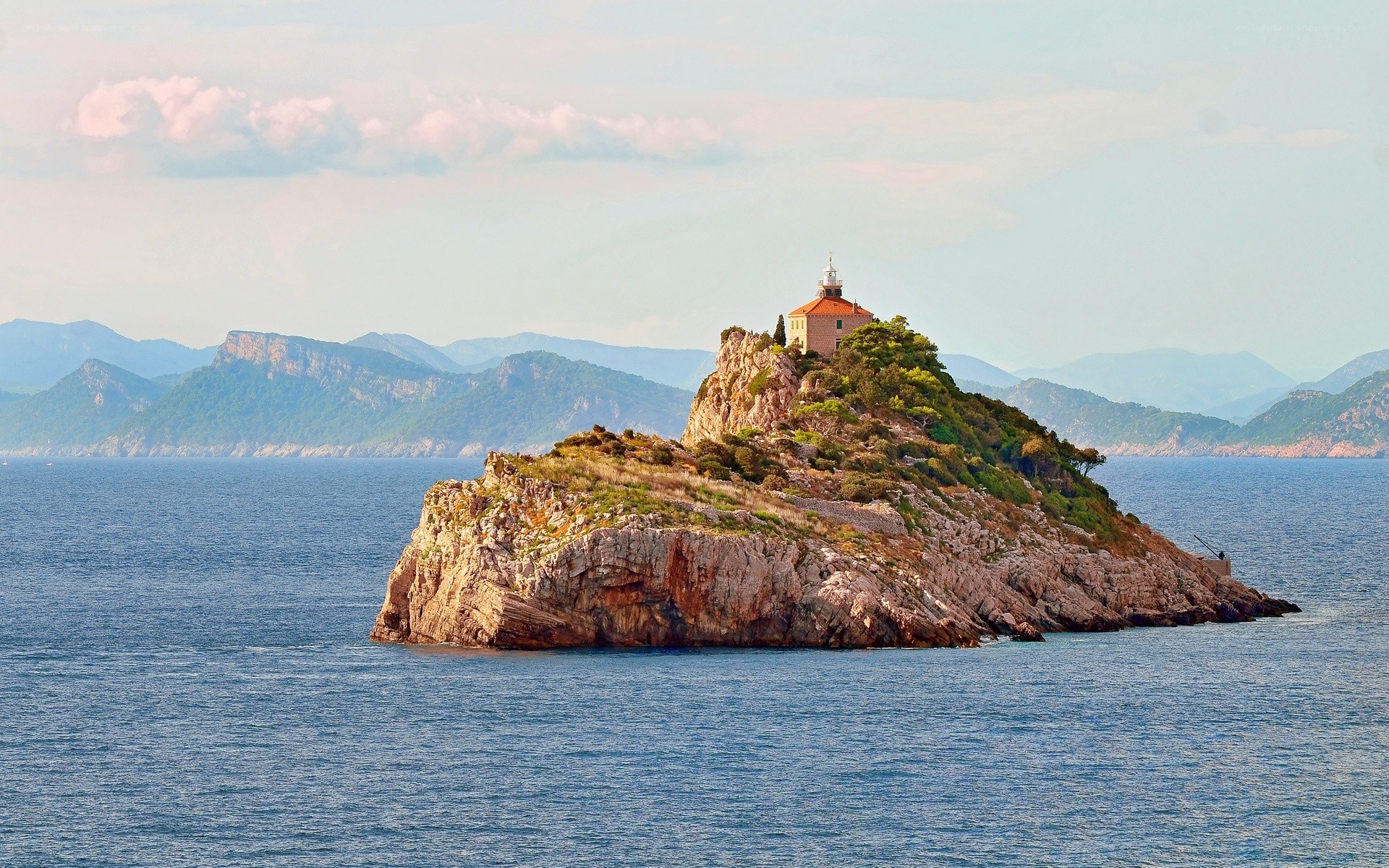 Lighthouse on a rocky island