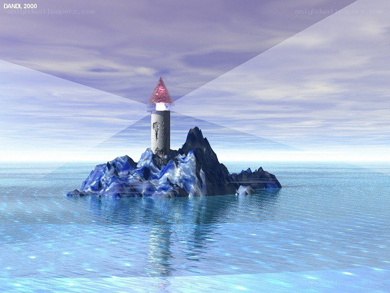 Lighthouse on a rocky island